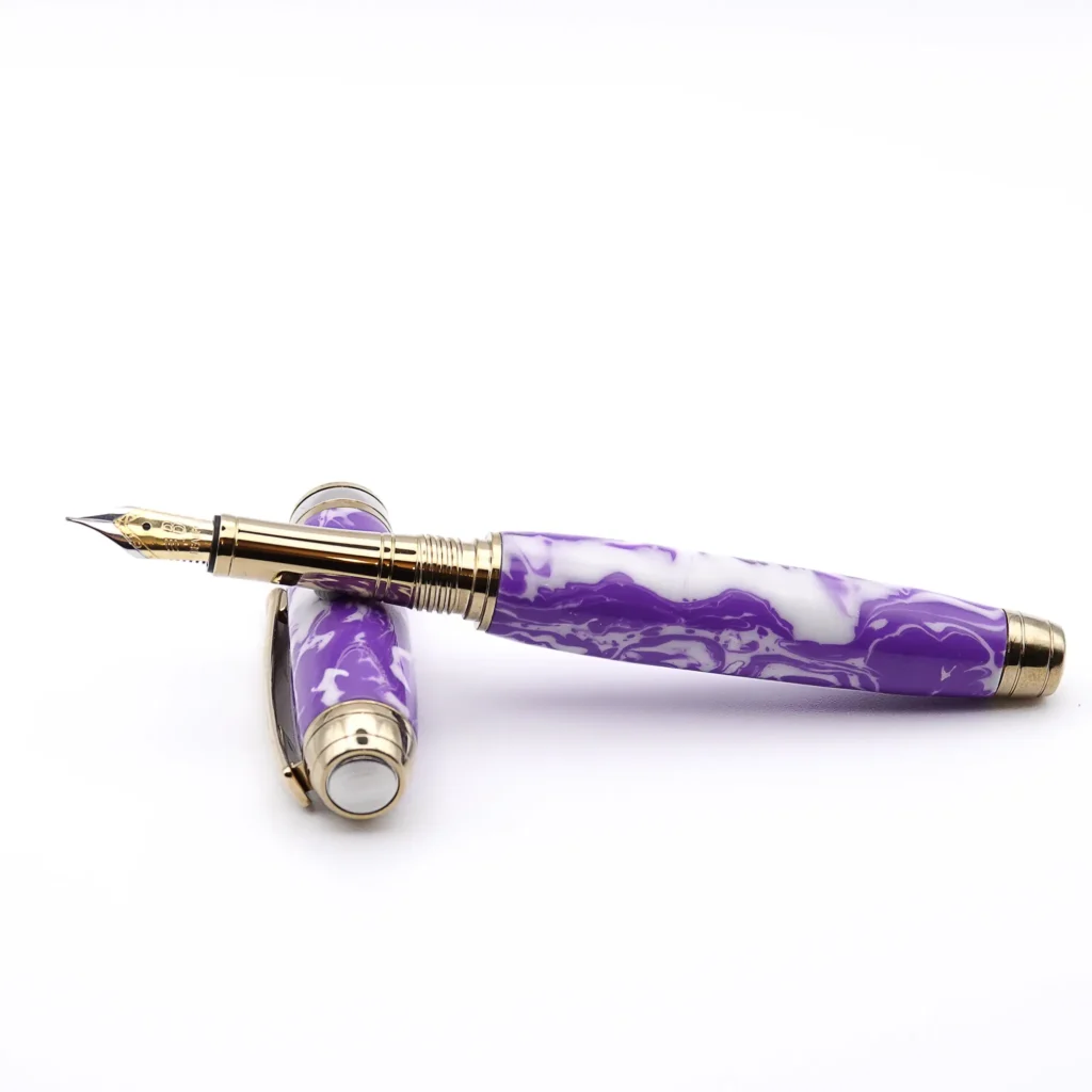 Purple and White Luxury Fountain Pen with Titanium Gold and Rhodium Fittings (895)
