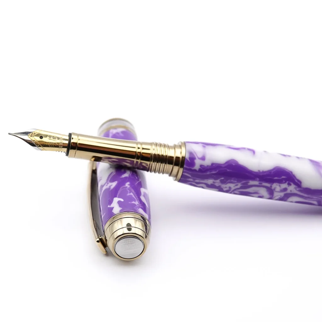 Purple and White Luxury Fountain Pen with Titanium Gold and Rhodium Fittings (895)