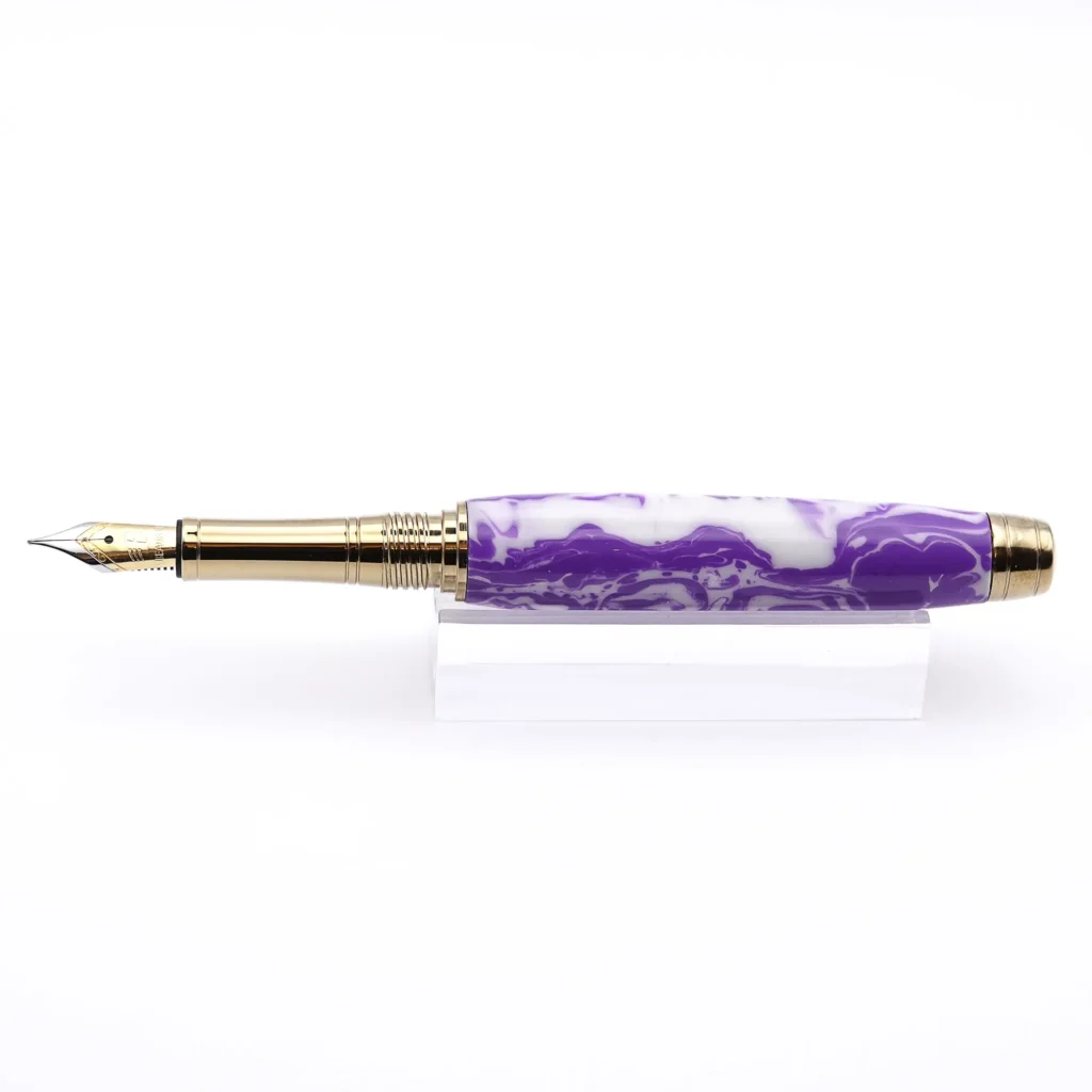 Purple and White Luxury Fountain Pen with Titanium Gold and Rhodium Fittings (895)