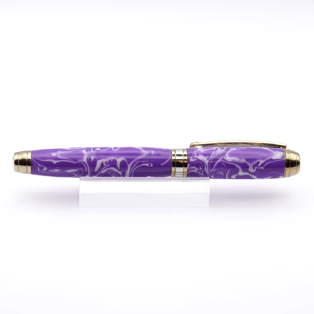 Purple and White Luxury Fountain Pen with Titanium Gold and Rhodium Fittings (895)