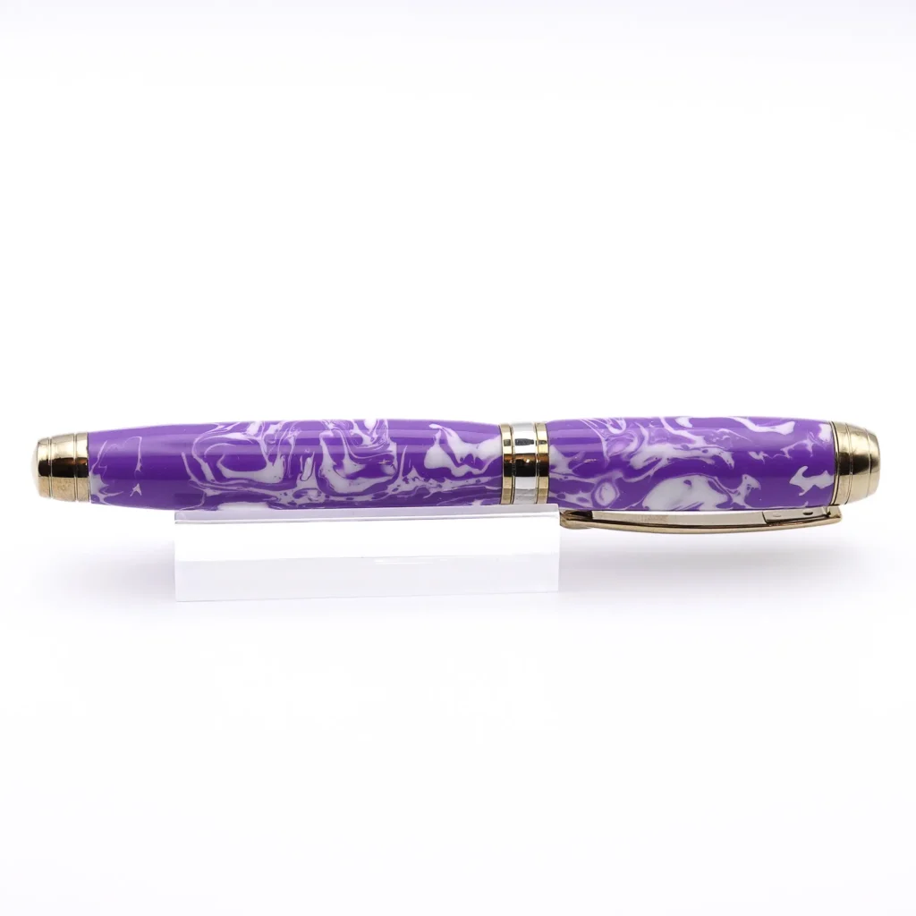 Purple and White Luxury Fountain Pen with Titanium Gold and Rhodium Fittings (895)