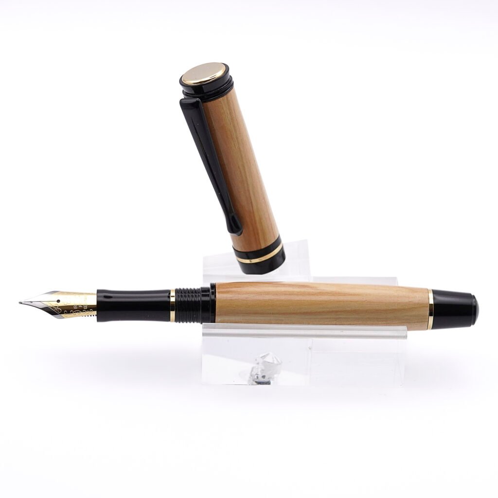 Olive Fountain Pen with Black and Gold Plated Fittings (931)