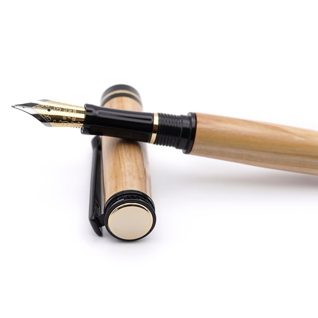 Olive Fountain Pen with Black and Gold Plated Fittings (931)