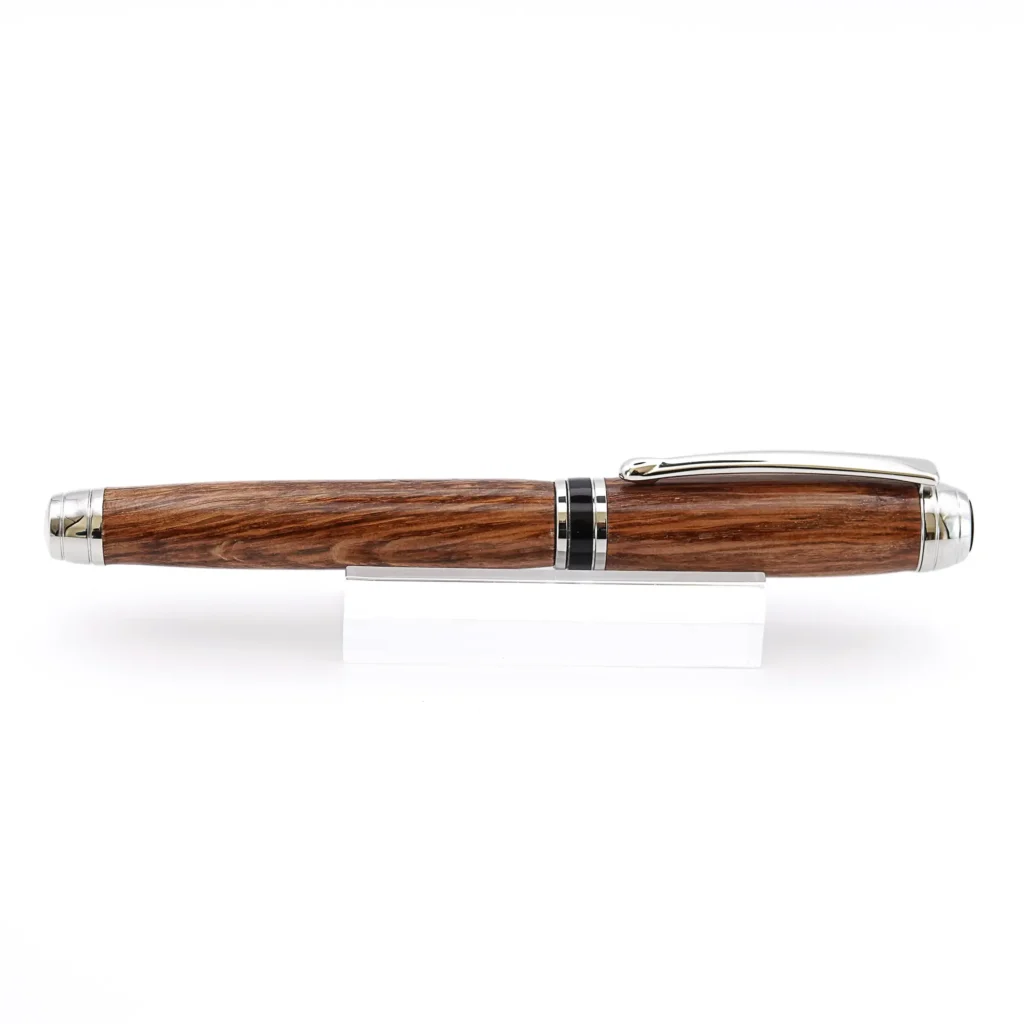 Brown Oak Luxury Fountain Pen with Rhodium and Black Chrome Fittings (960)