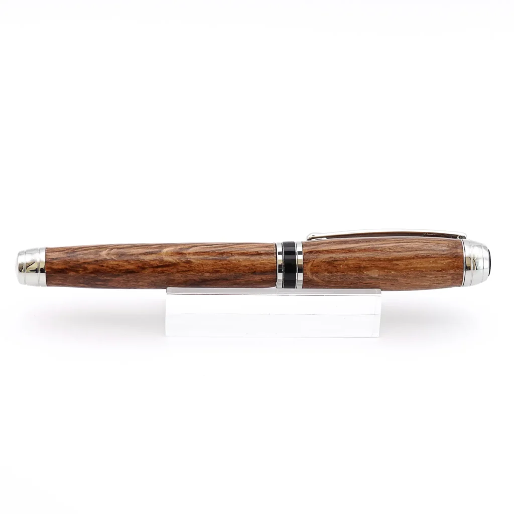 Brown Oak Luxury Fountain Pen with Rhodium and Black Chrome Fittings (960)