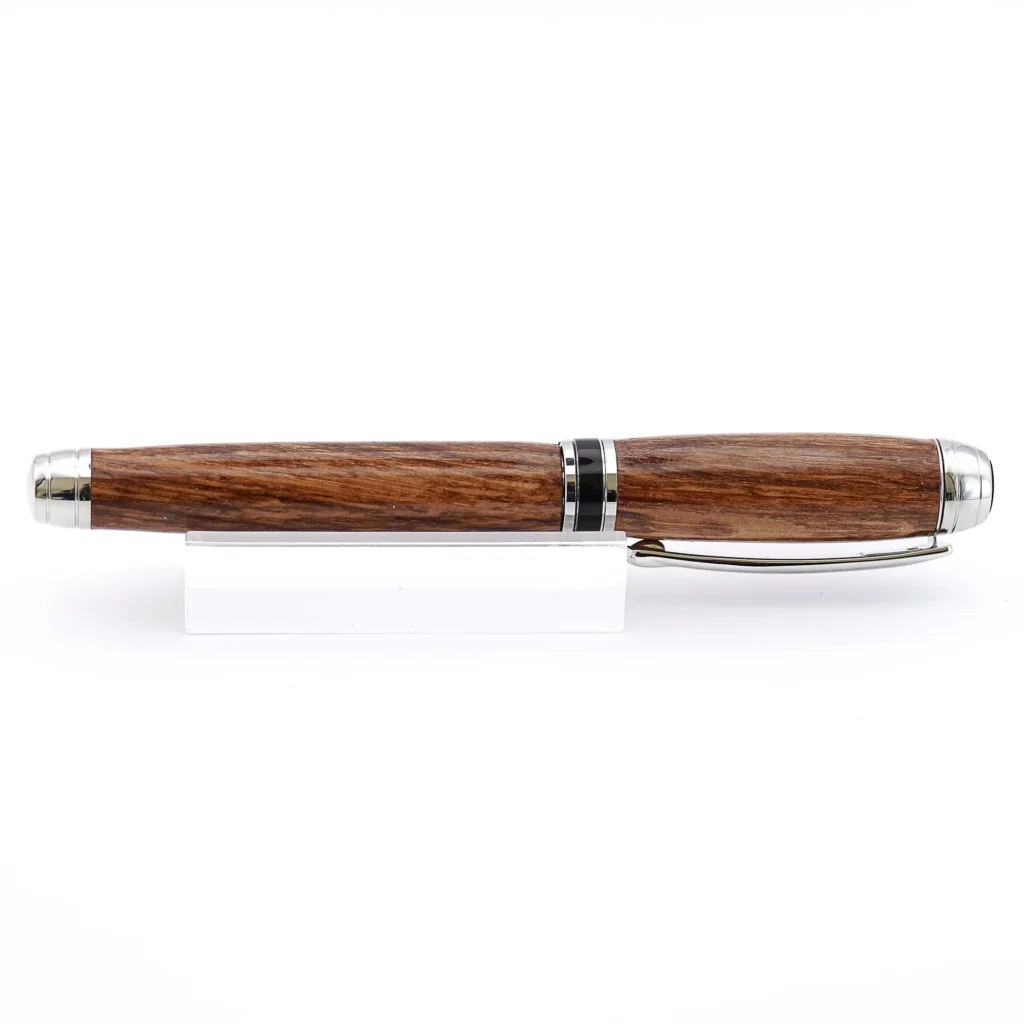 Brown Oak Luxury Fountain Pen with Rhodium and Black Chrome Fittings (960)
