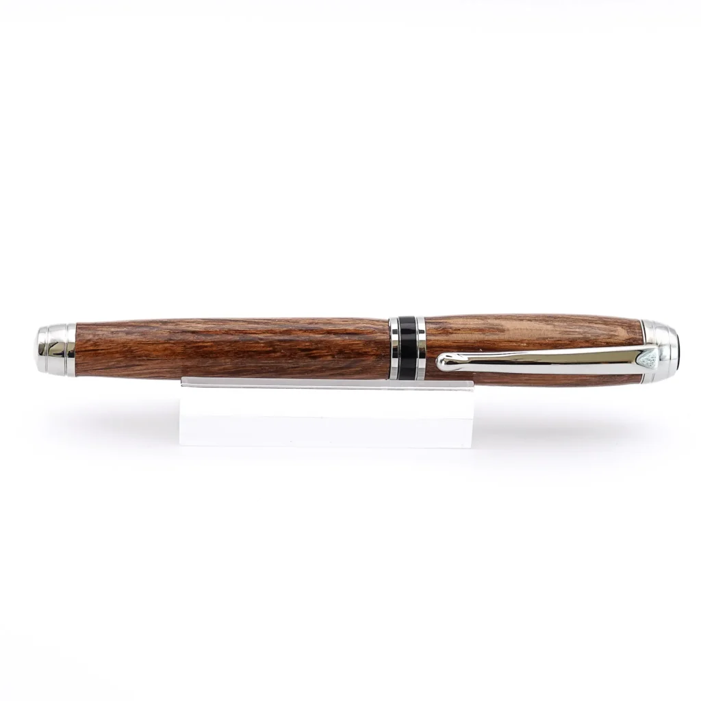 Brown Oak Luxury Fountain Pen with Rhodium and Black Chrome Fittings (960)
