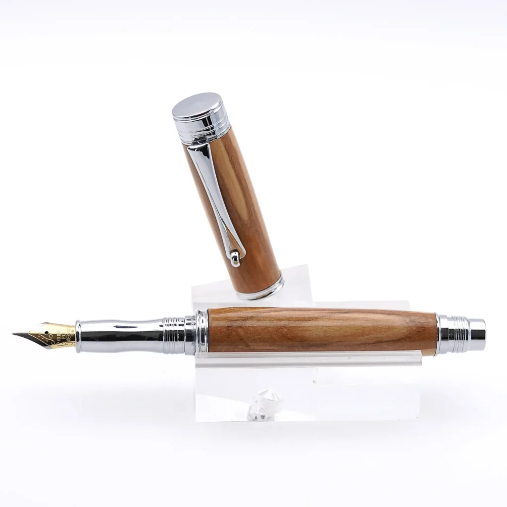 Mediterranean Olive Wood Fountain Pen with Chrome Plated Fittings (748)