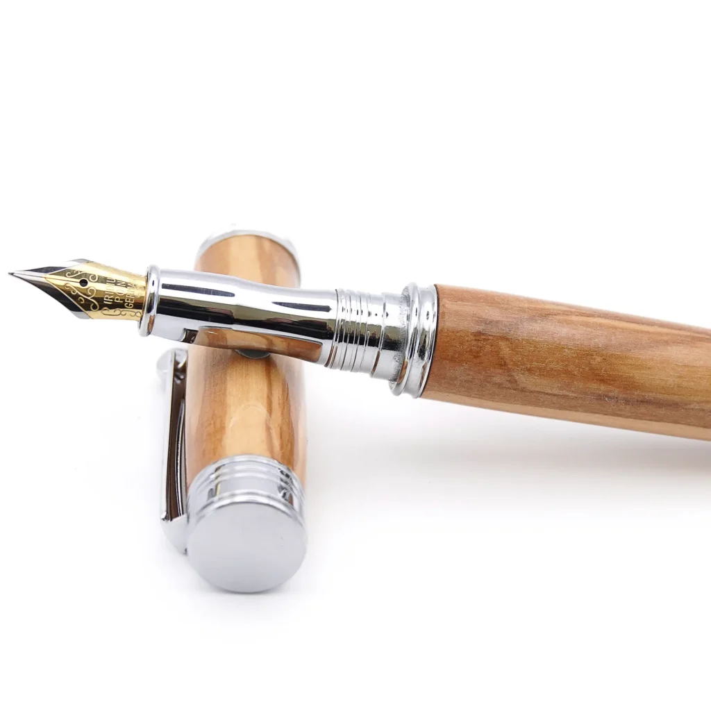 Mediterranean Olive Wood Fountain Pen with Chrome Plated Fittings (748)