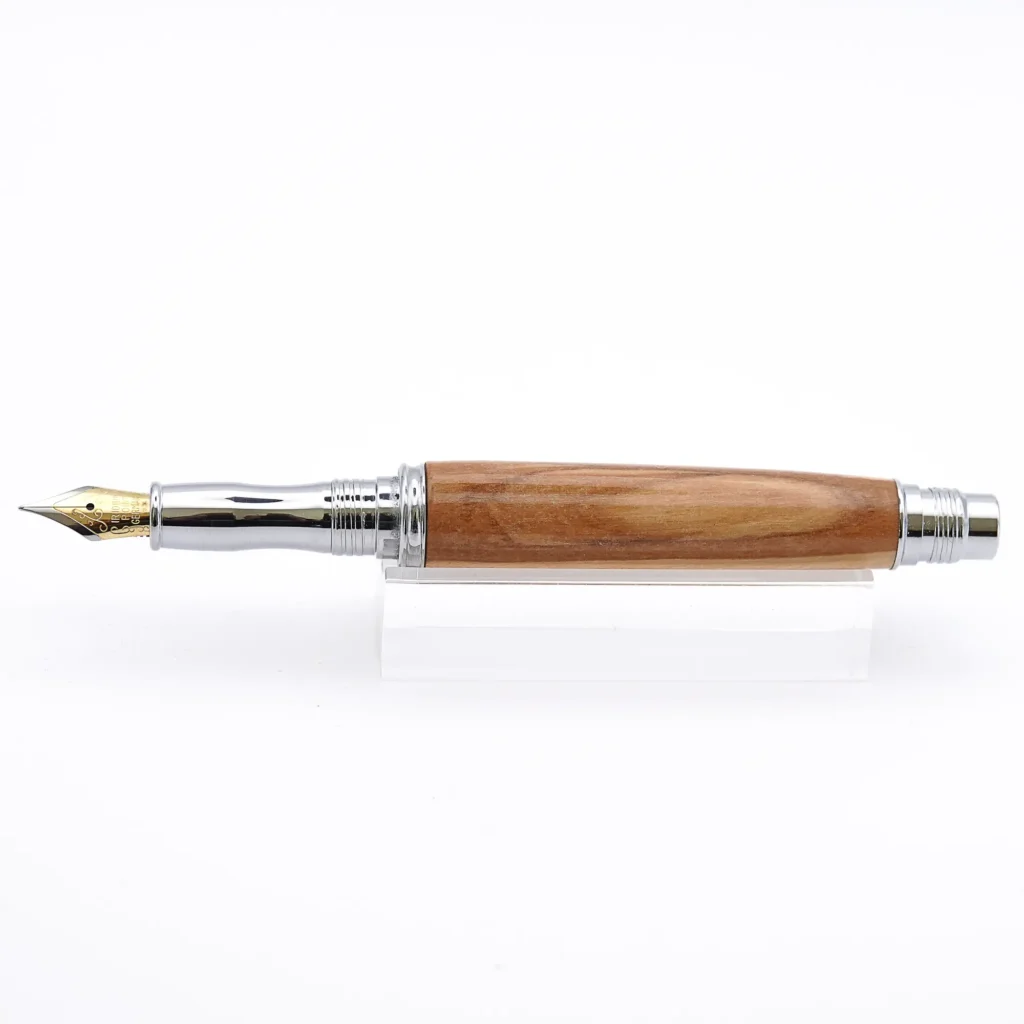 Mediterranean Olive Wood Fountain Pen with Chrome Plated Fittings (748)