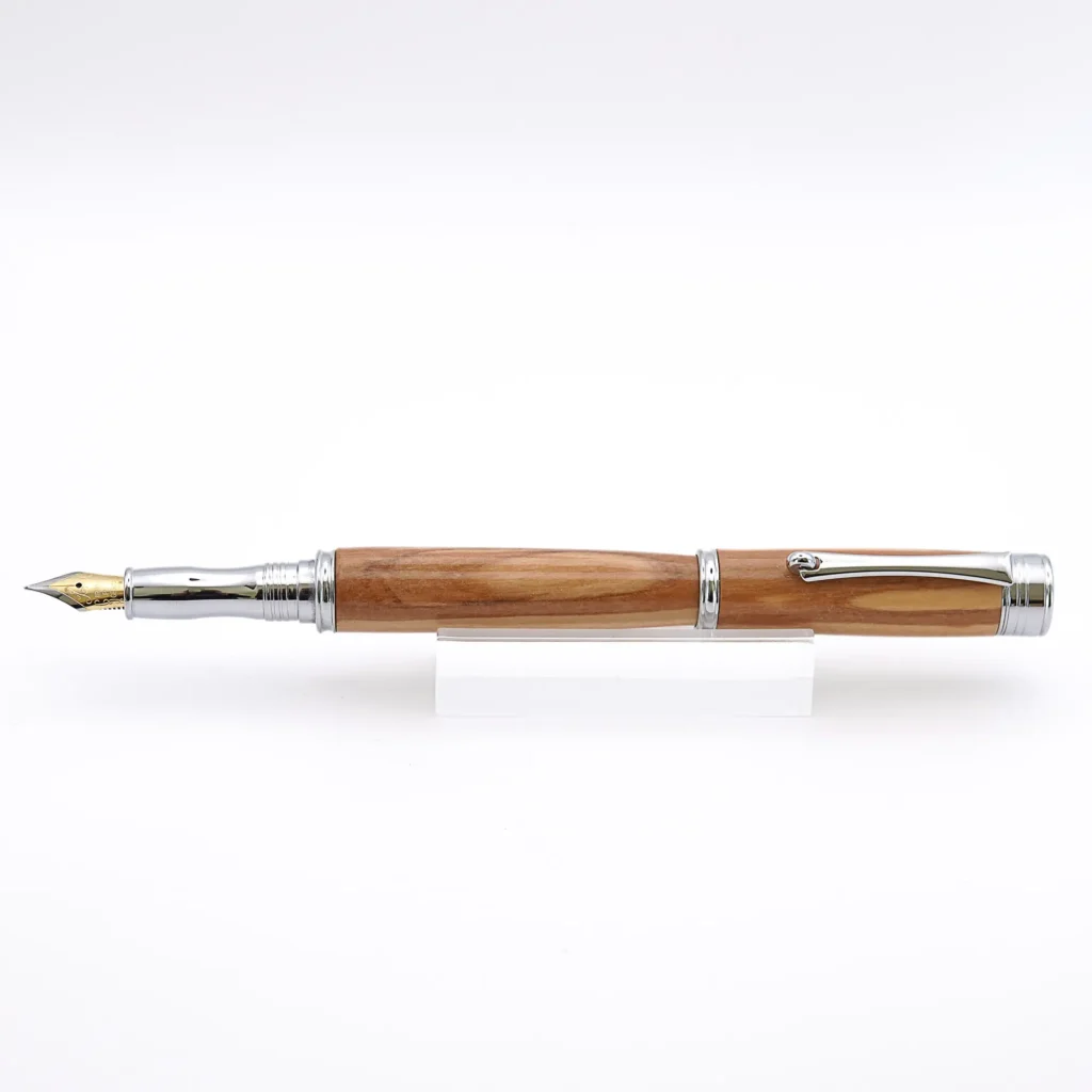 Mediterranean Olive Wood Fountain Pen with Chrome Plated Fittings (748)