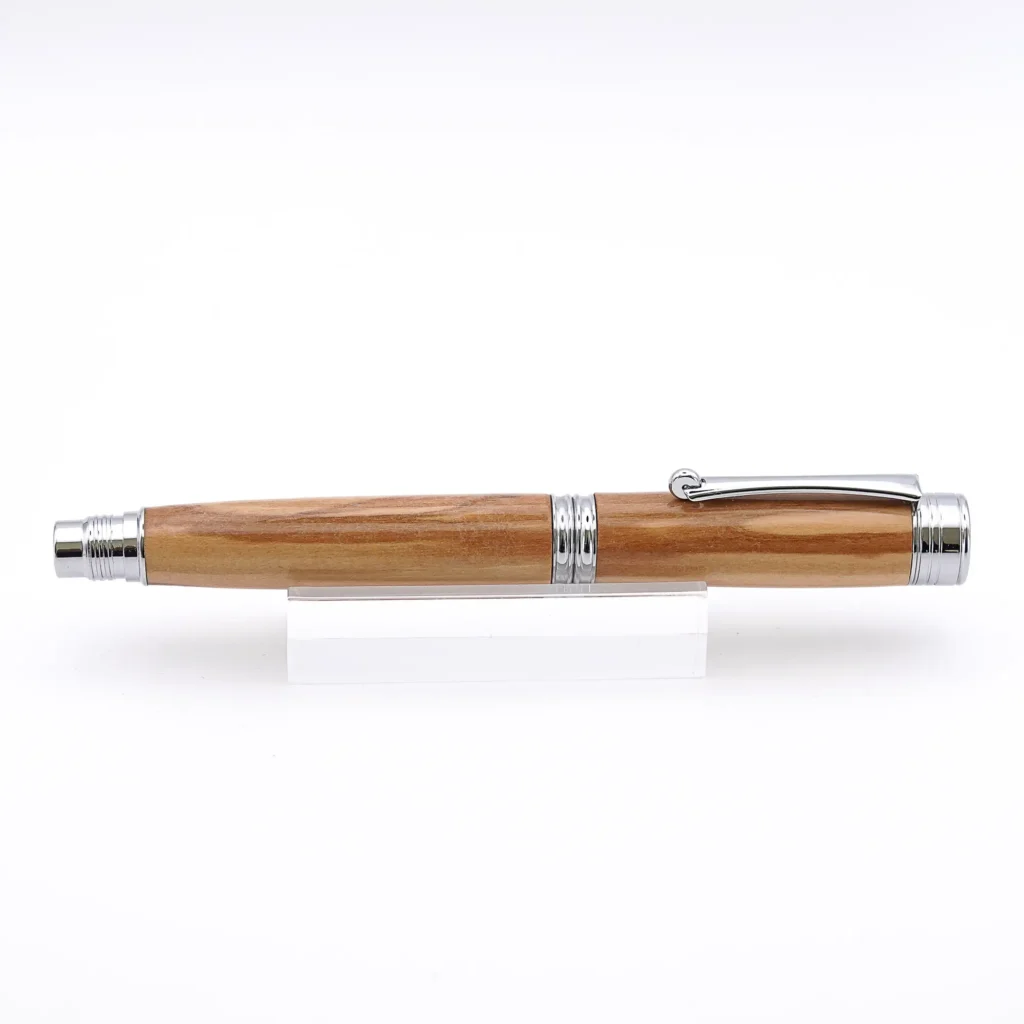 Mediterranean Olive Wood Fountain Pen with Chrome Plated Fittings (748)
