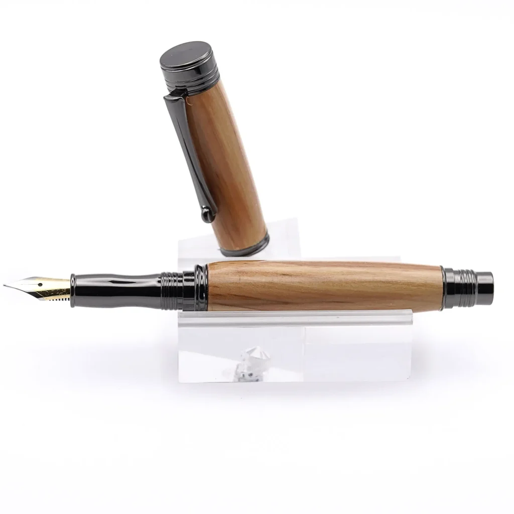 Olive Fountain Pen with Gun Metal Fittings (781)