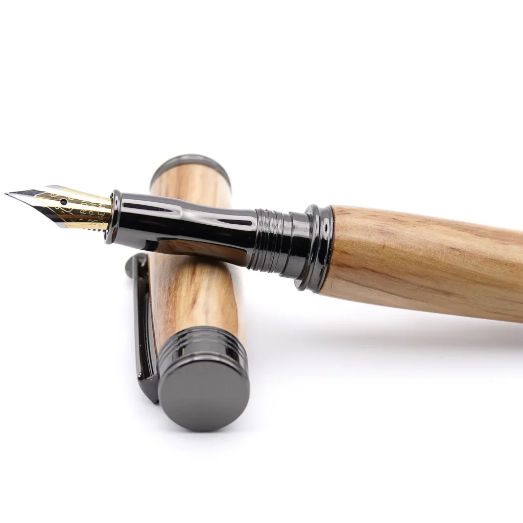 Olive Fountain Pen with Gun Metal Fittings (781)