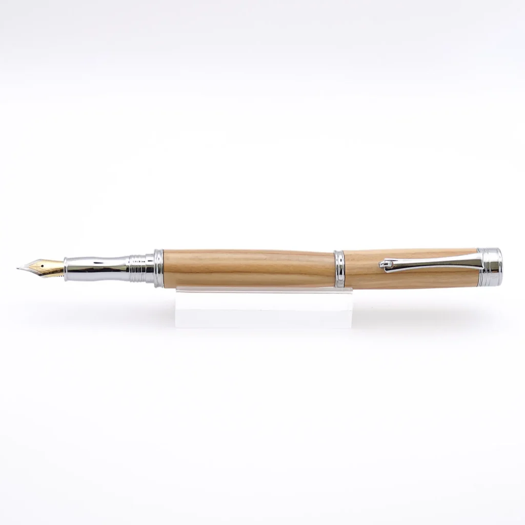 Mediterranean Olive Wood Fountain Pen with Chrome Plated Fittings (856)