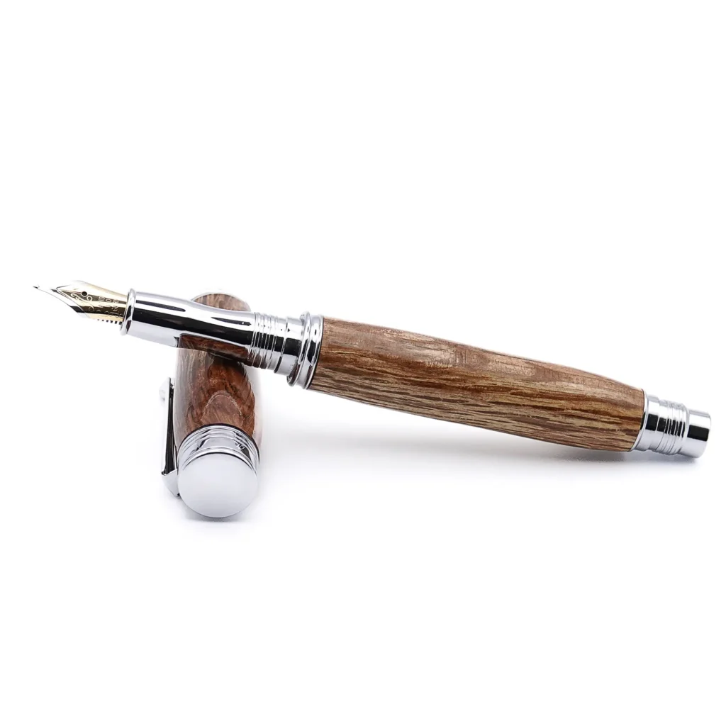 Speckled Oak Fountain Pen with Chrome Plated Fittings (930)
