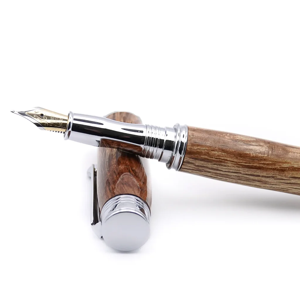 Speckled Oak Fountain Pen with Chrome Plated Fittings (930)