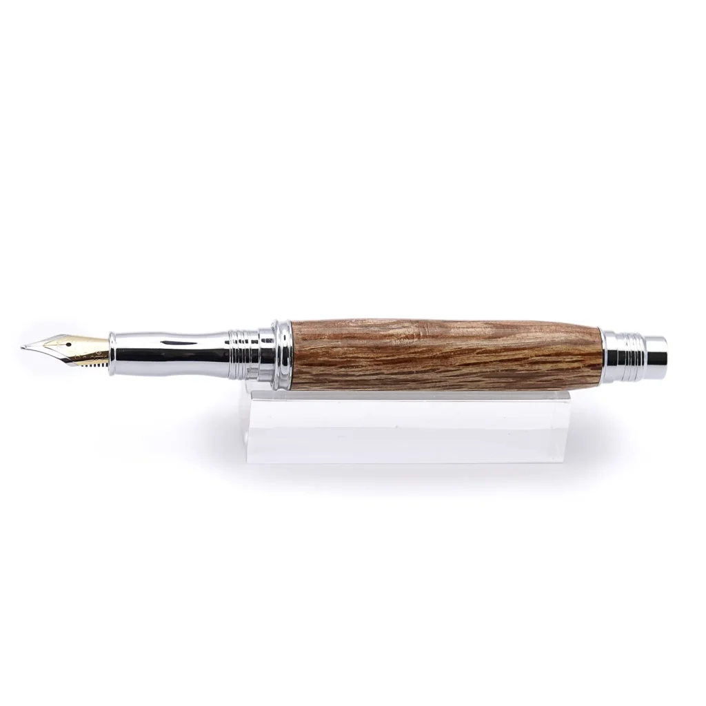 Speckled Oak Fountain Pen with Chrome Plated Fittings (930)