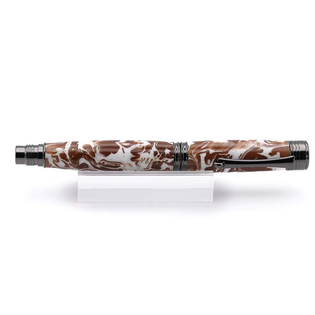 Brown and White Fountain Pen with Gun Metal Fittings (939)