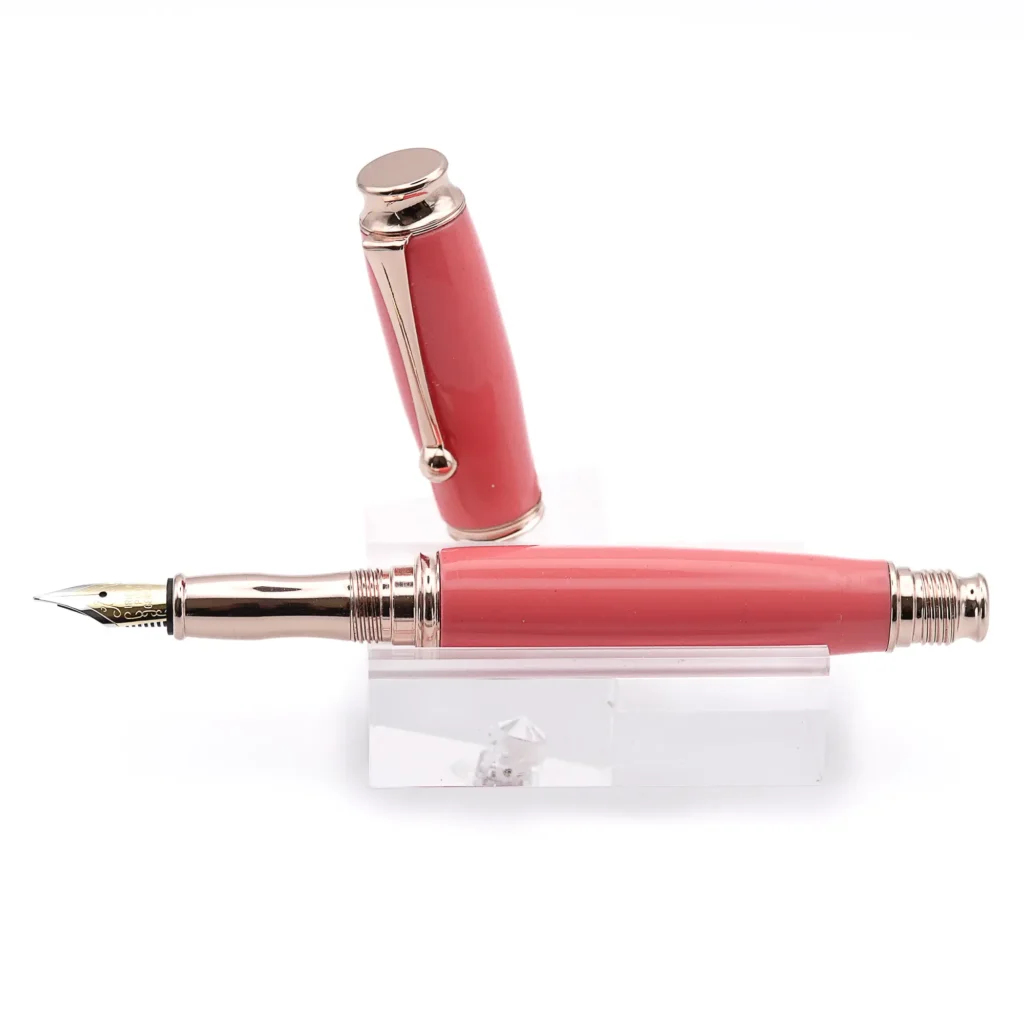 Pink Fountain Pen with Rose Gold Plated Fittings (956)
