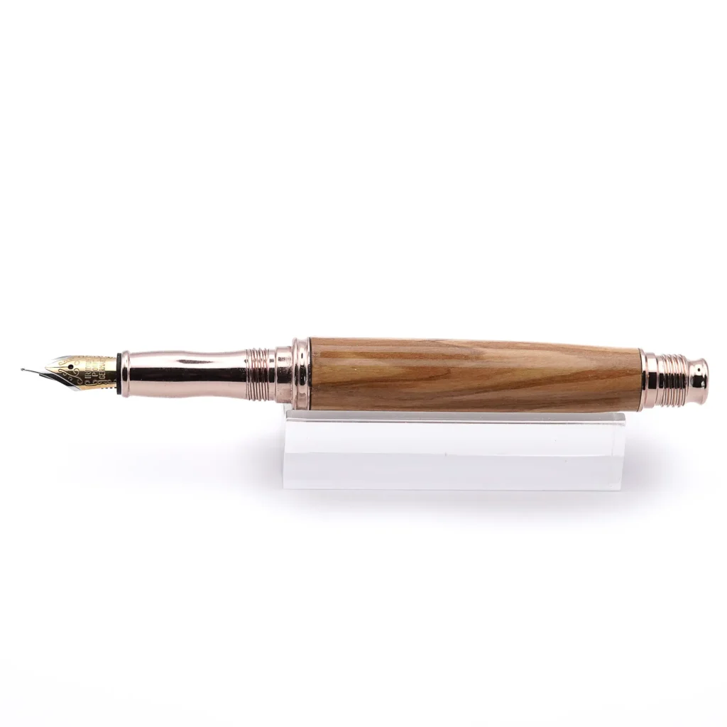 Handmade Olive Wood Fountain Pen with Rose Gold Plated Fittings (957)