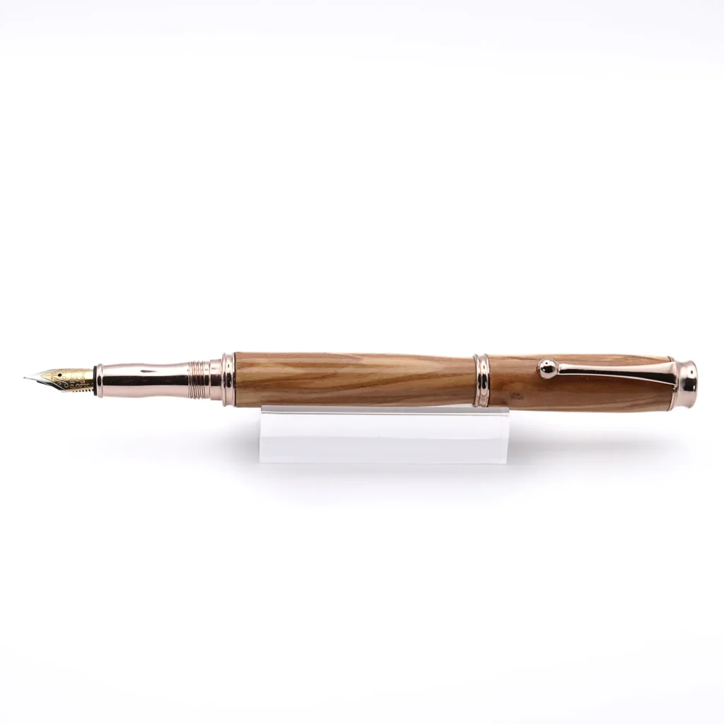 Handmade Olive Wood Fountain Pen with Rose Gold Plated Fittings (957)