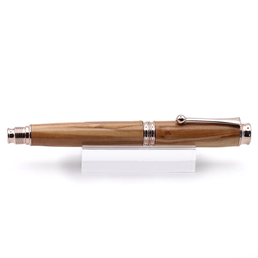 Handmade Olive Wood Fountain Pen with Rose Gold Plated Fittings (957)