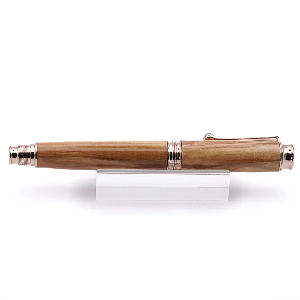 Handmade Olive Wood Fountain Pen with Rose Gold Plated Fittings (957)