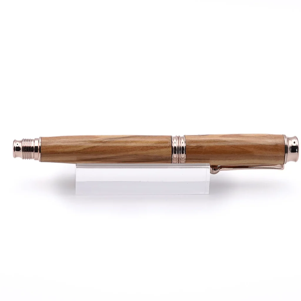 Handmade Olive Wood Fountain Pen with Rose Gold Plated Fittings (957)