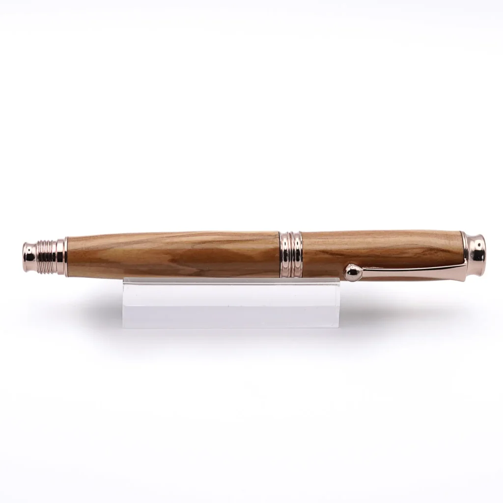 Handmade Olive Wood Fountain Pen with Rose Gold Plated Fittings (957)