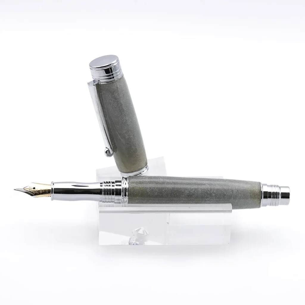 Grey Fountain Pen with Chrome Plated Fittings (959)