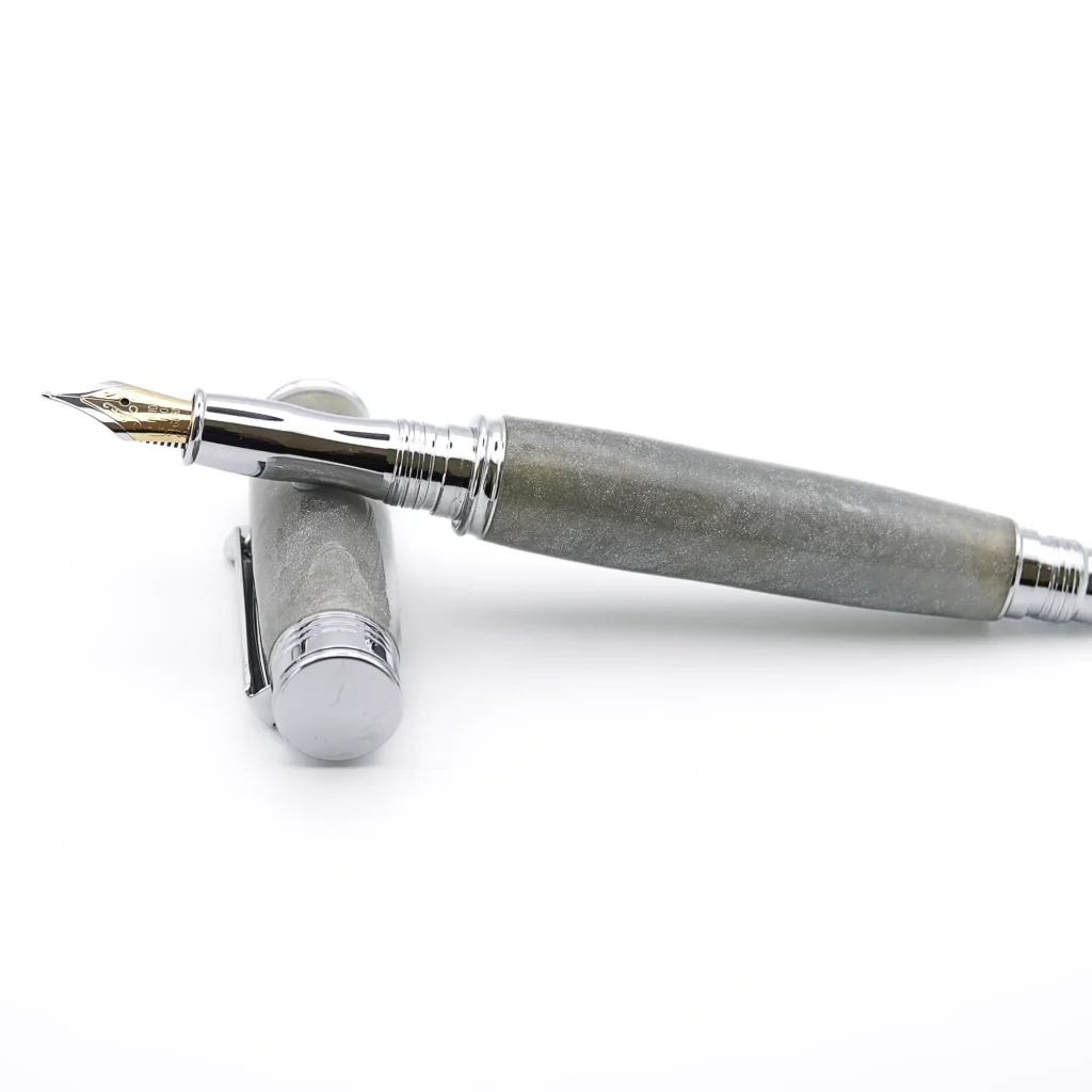 Grey Fountain Pen with Chrome Plated Fittings (959)