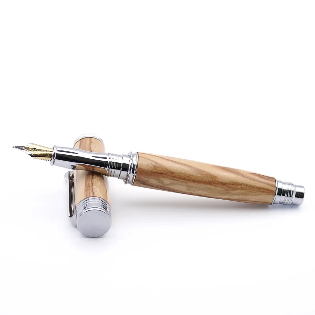 Olive Fountain Pen with Chrome Plated Fittings (975)
