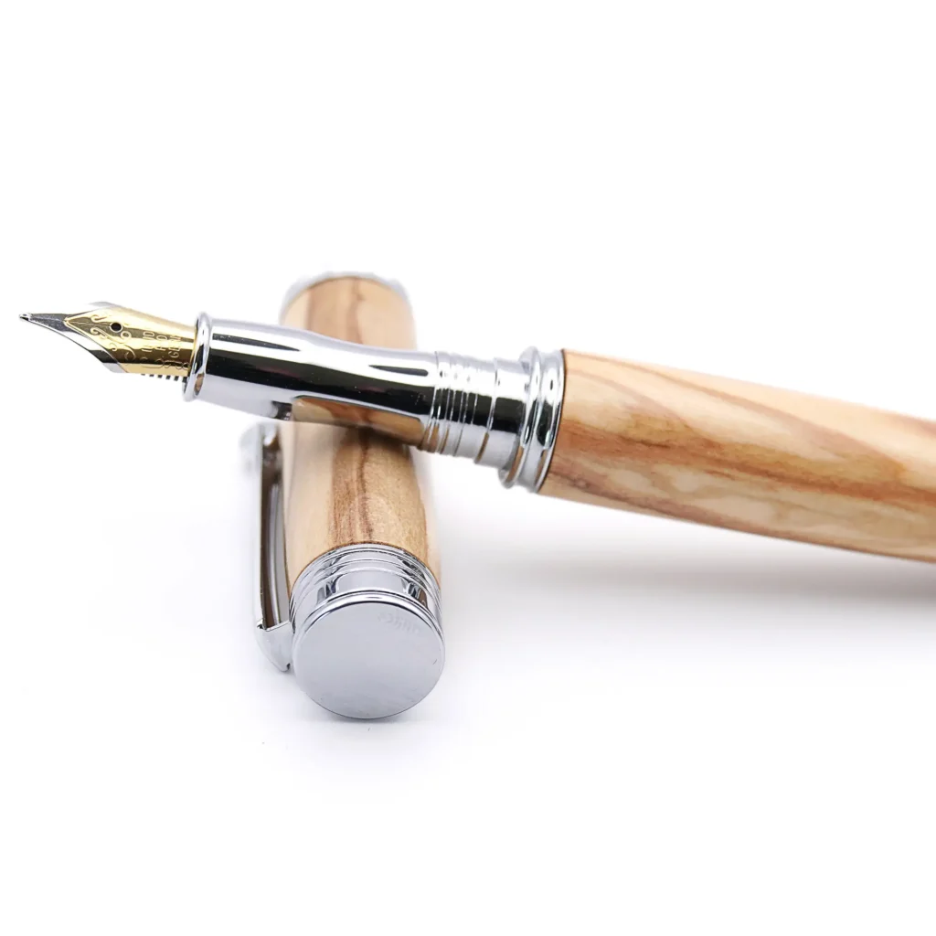Olive Fountain Pen with Chrome Plated Fittings (975)