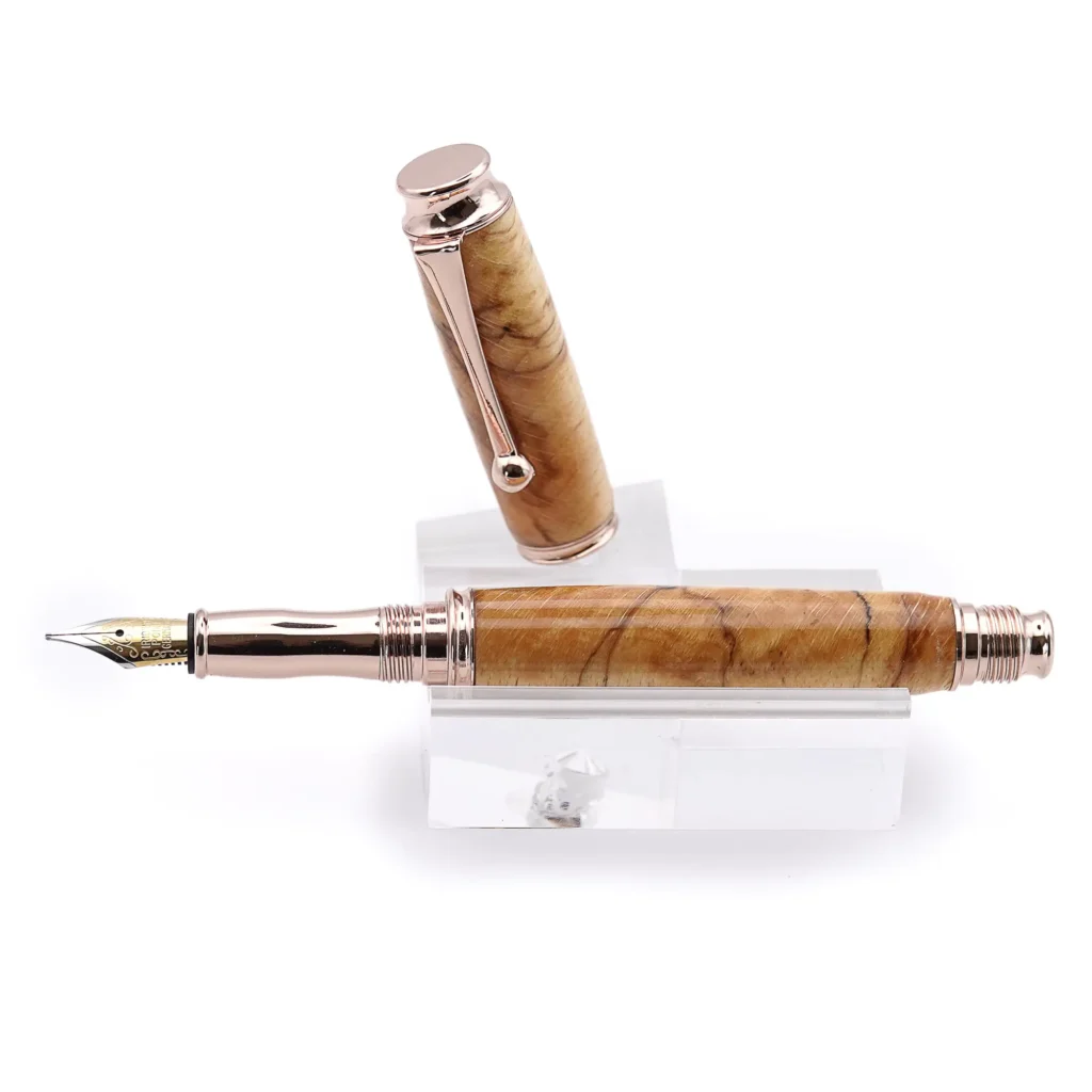Spalted Beech Fountain Pen with Rose Gold Plated Fittings (985)
