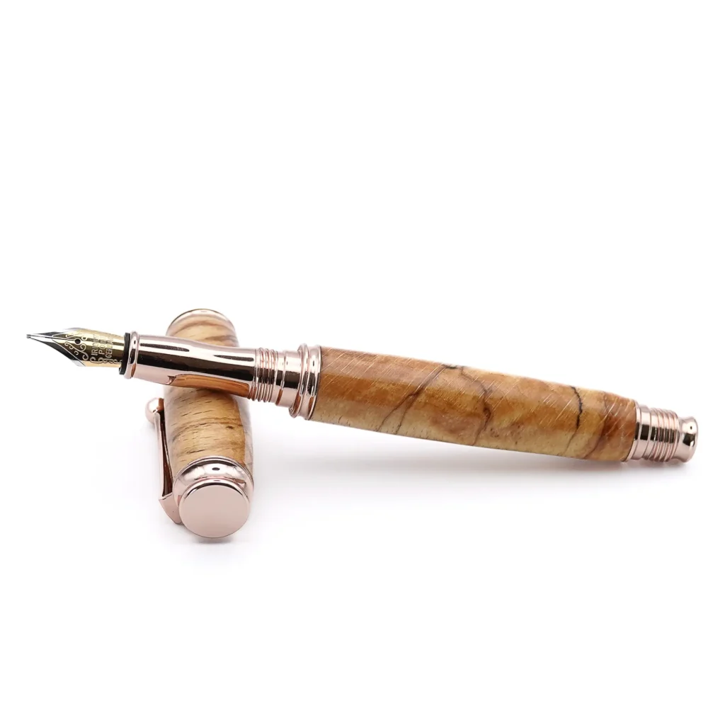 Spalted Beech Fountain Pen with Rose Gold Plated Fittings (985)