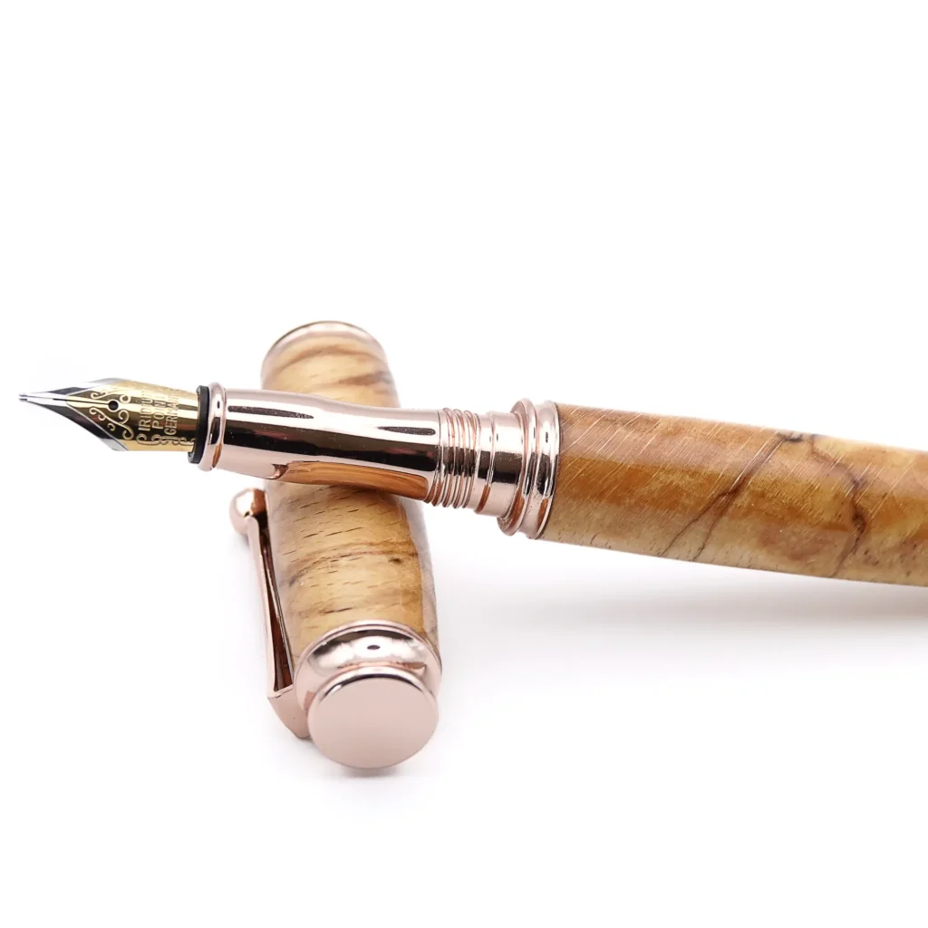 Spalted Beech Fountain Pen with Rose Gold Plated Fittings (985)