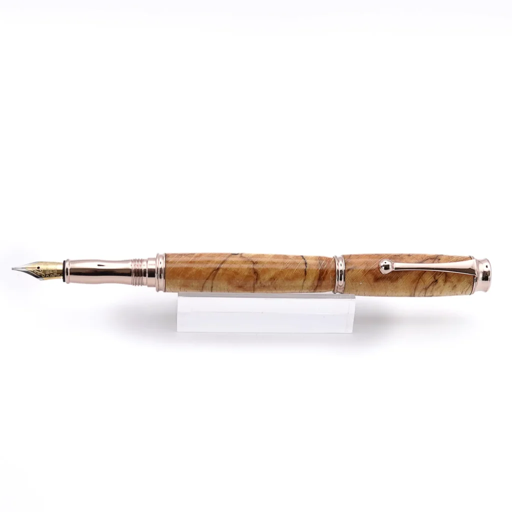 Spalted Beech Fountain Pen with Rose Gold Plated Fittings (985)