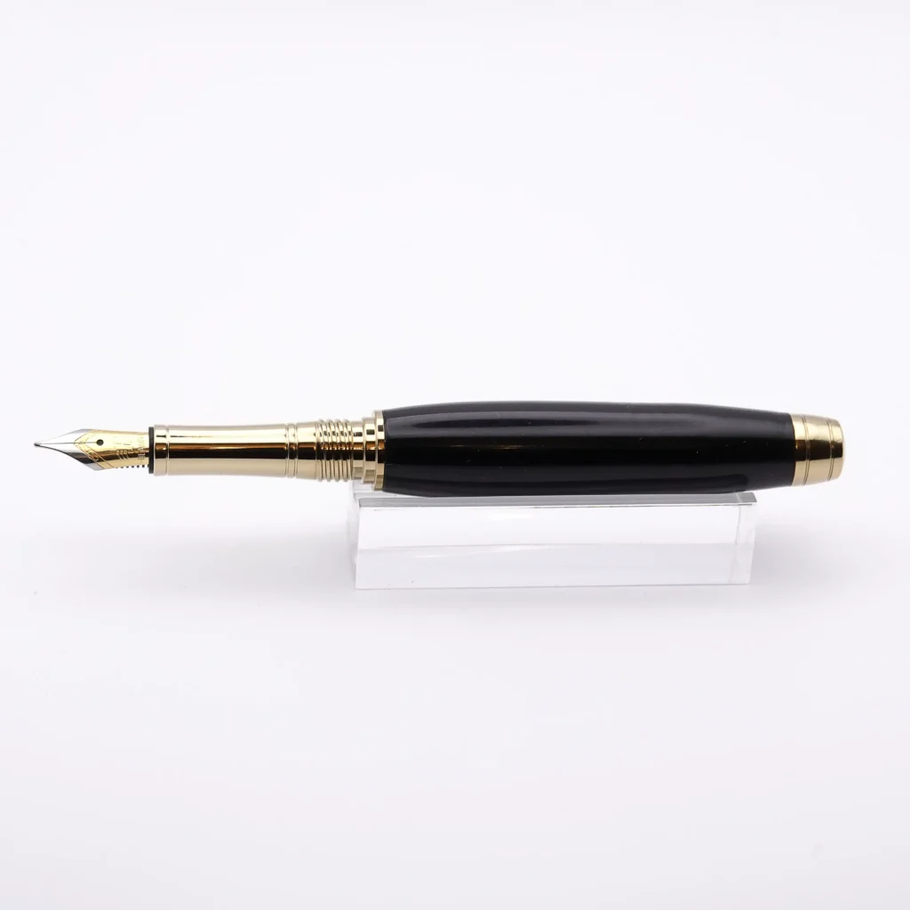 Black Resin Luxury Fountain Pen with Titanium Gold and Black Chrome Fittings (1000)