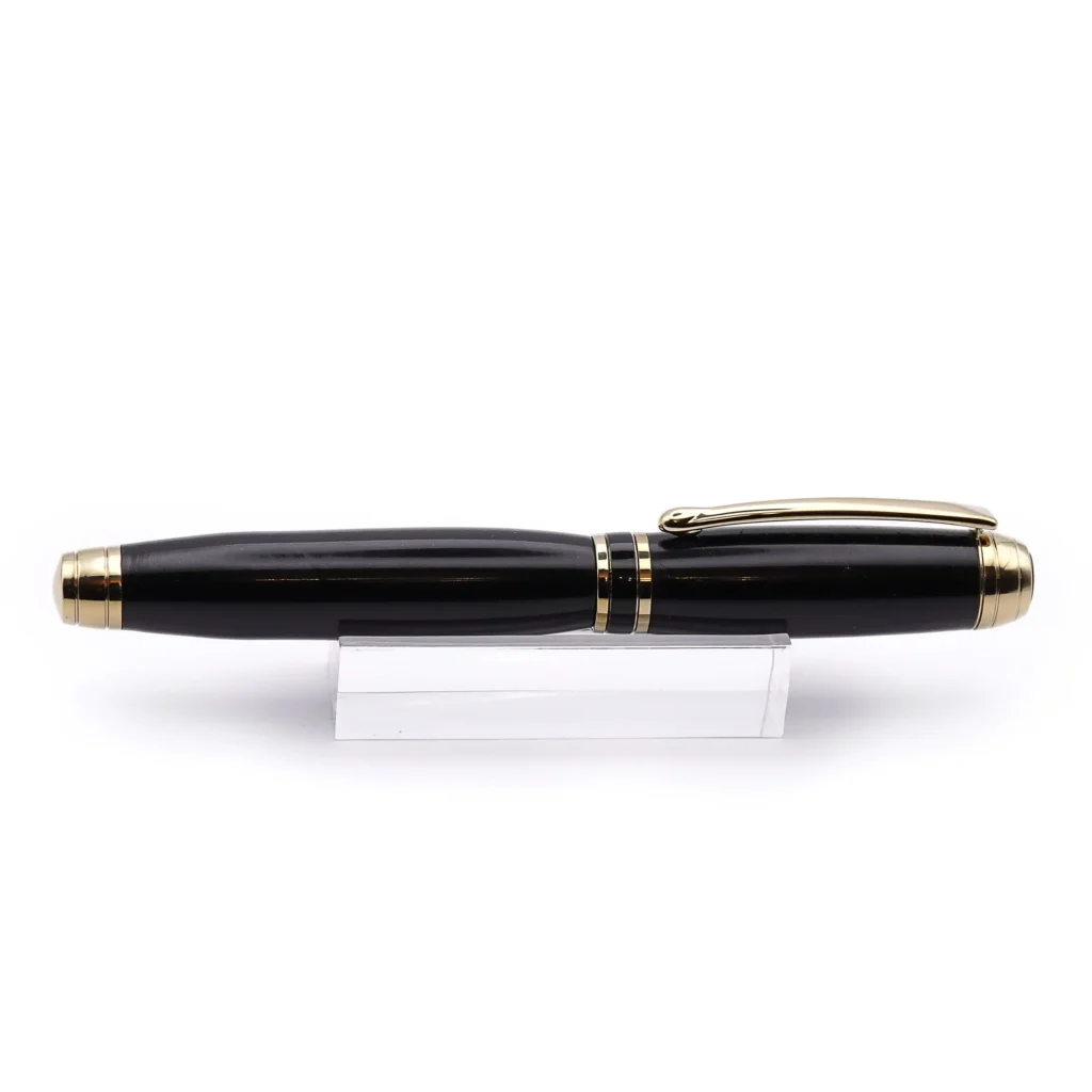 Black Resin Luxury Fountain Pen with Titanium Gold and Black Chrome Fittings (1000)