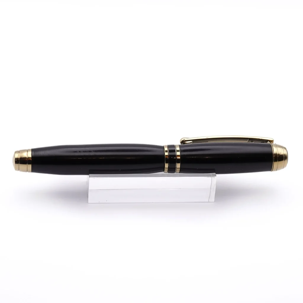 Black Resin Luxury Fountain Pen with Titanium Gold and Black Chrome Fittings (1000)