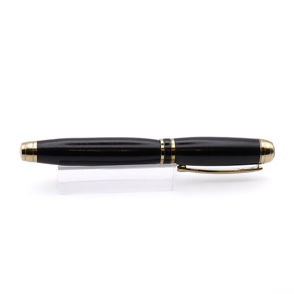 Black Resin Luxury Fountain Pen with Titanium Gold and Black Chrome Fittings (1000)