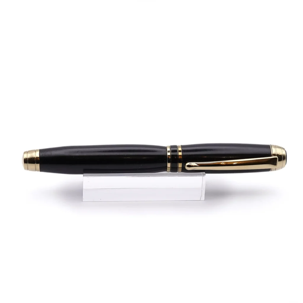 Black Resin Luxury Fountain Pen with Titanium Gold and Black Chrome Fittings (1000)