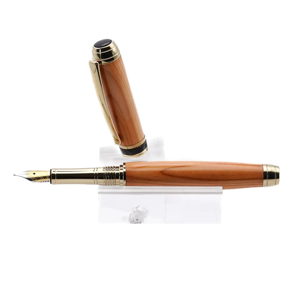 Luxury Fountain Pen in Yew with Titanium Gold and Bleck Fittings (1015)