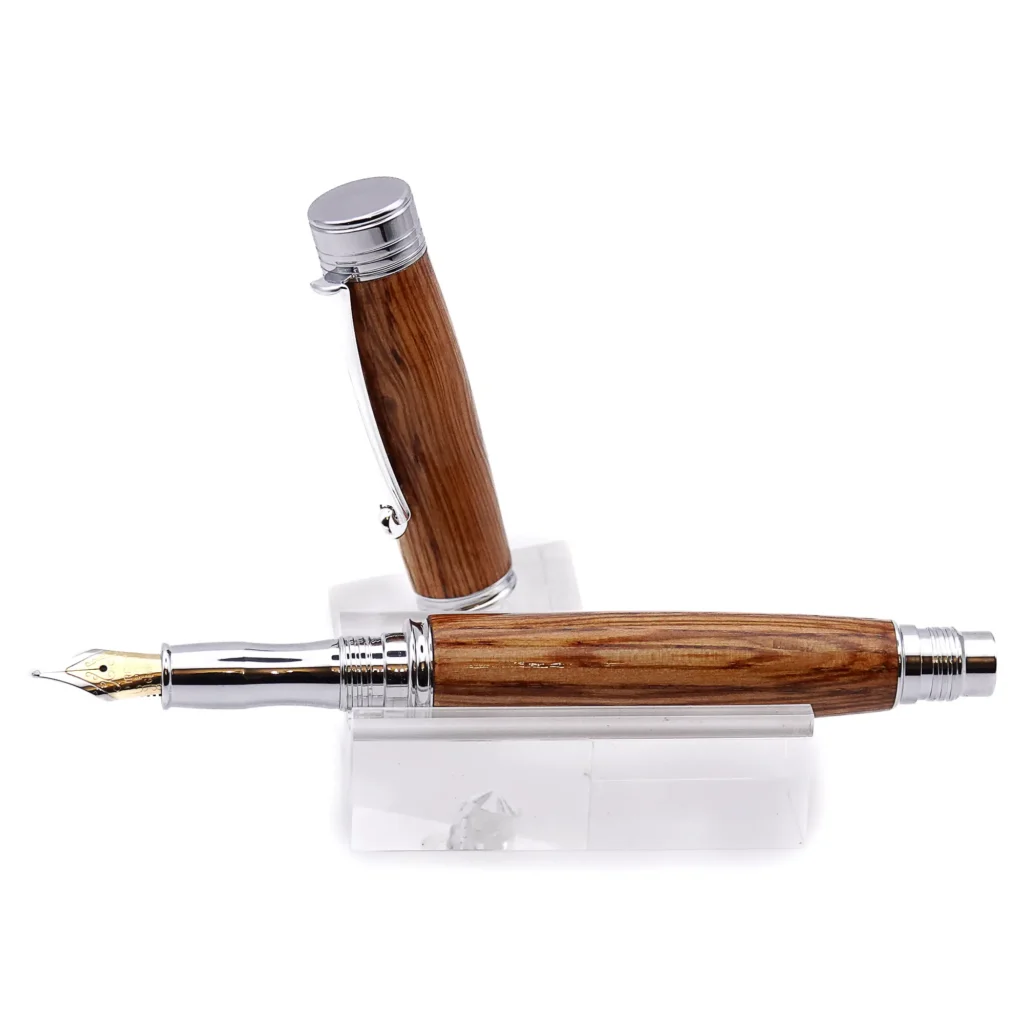 Golden Oak Fountain Pen with Chrome Plated Fittings (1036)