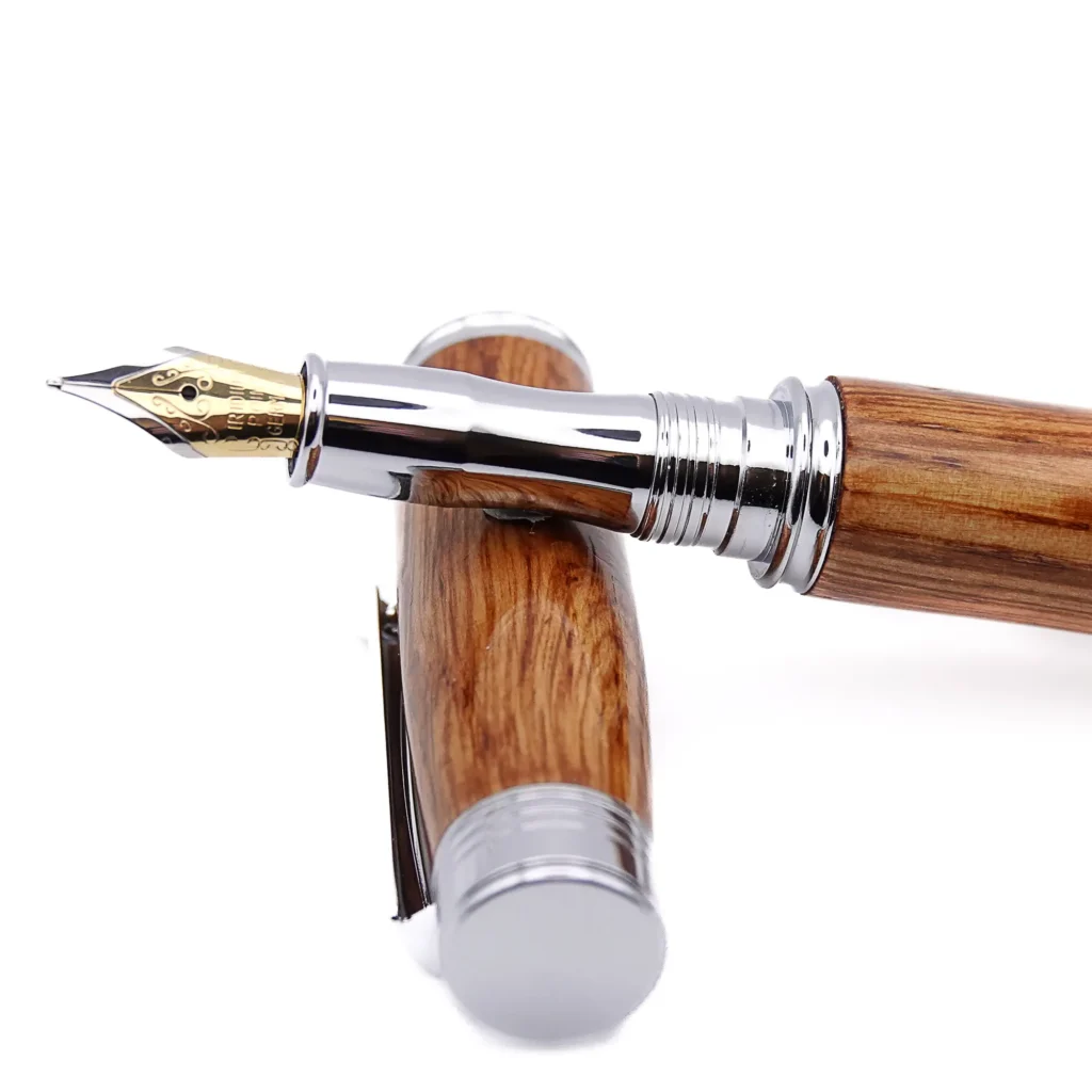 Golden Oak Fountain Pen with Chrome Plated Fittings (1036)