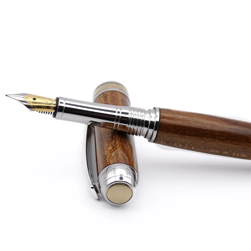 Luxury Laburnum Fountain Pen with Rhodium and Titanium Gold (1068)
