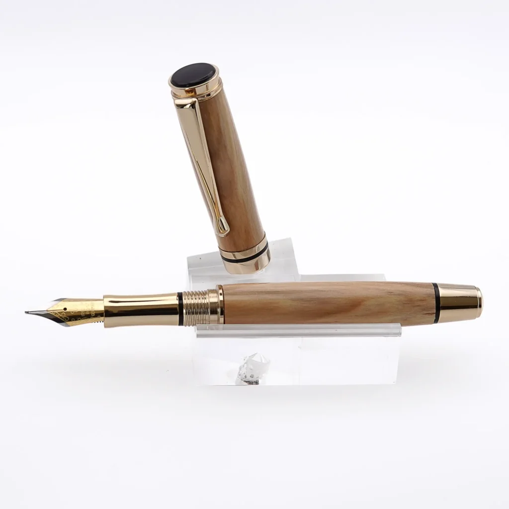 Olive Fountain Pen with Gold and Black Chrome Fittings (1070)