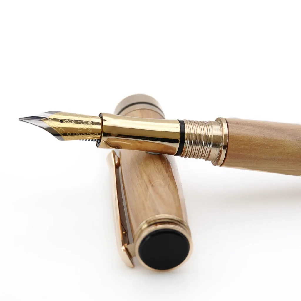 Olive Fountain Pen with Gold and Black Chrome Fittings (1070)