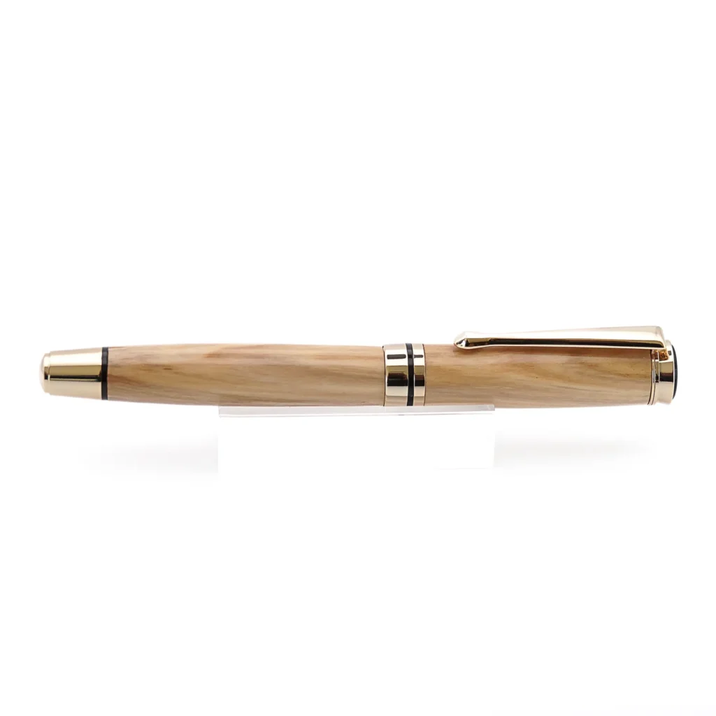 Olive Fountain Pen with Gold and Black Chrome Fittings (1070)